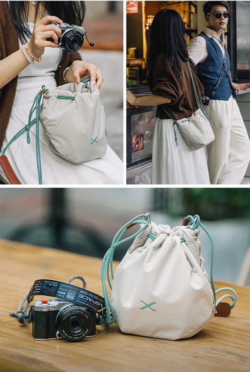 Fujifilm Camera Bag Pouch for X-T5 X-T4 X-H2 X-S20, Premium Drawstring Mirrorless Camera Case with Magnetic Pocket & Anti-Collision Protection