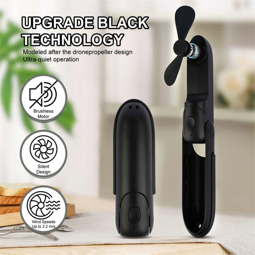 Mini Fan Handheld, 3 Speeds Handheld Fan, 3 in 1 Portable USB Fan with Flashlight Power Bank, for Travel, Home, Women, Makeup