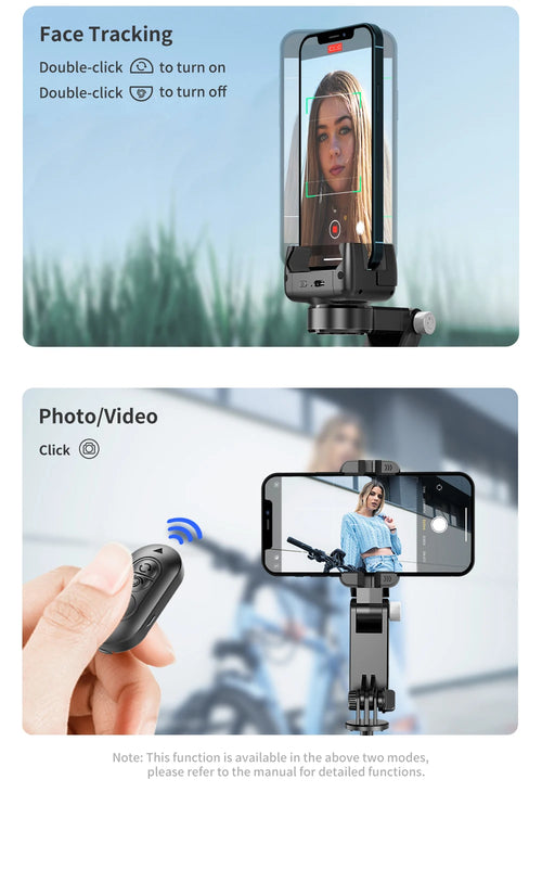 Q18 Handheld Phone Gimbal Stabilizer with Selfie Stick Tripod, Bluetooth Remote, Smart Tracking & Fill Light for iPhone Android Smartphone