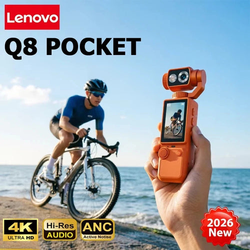 Lenovo Q8 4K Portable Action Camera – Wearable Pocket Cam for Travel, Motorcycle Riding & Vlogging
