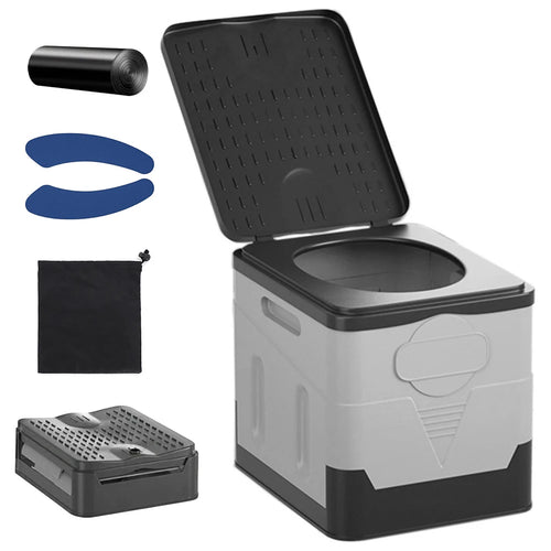 Portable Foldable Toilet Seat Car Emergency Toilet with Cover Outdoor Reusable Folding Toilet for Camping Hiking Boat Trips