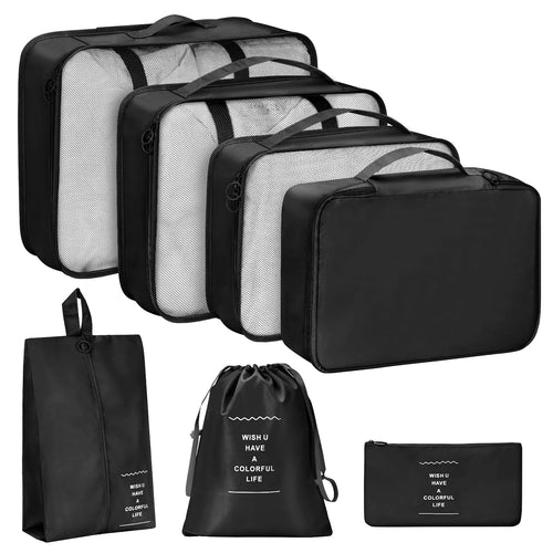 7 Pcs/Set Travel Organizer Storage Bags Suitcase Packing Cubes Set Cases Portable Luggage Clothes Shoe Tidy Pouch Folding.-zmt