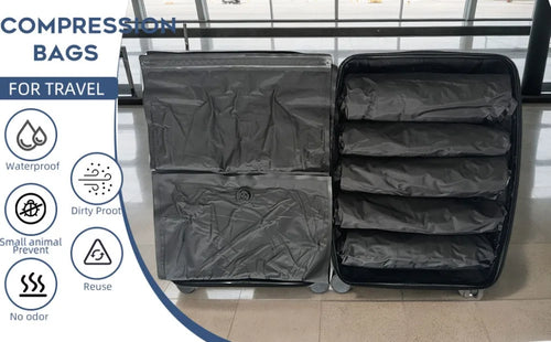 Reusable Hand Roll Vacuum Bags for Travel Waterproof Vacuum Compression Bag Portable Luggage Vacuum Storage Bag Space Saver