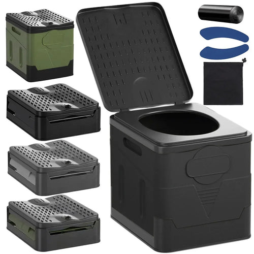 Portable Foldable Toilet Seat Car Emergency Toilet with Cover Outdoor Reusable Folding Toilet for Camping Hiking Boat Trips