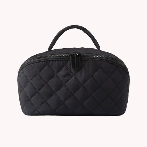 Travel Makeup Bag Lightweight Small Cosmetic Bag with Brush Compartment & Handle Portable Pouch Purse Travel Organizer for Women