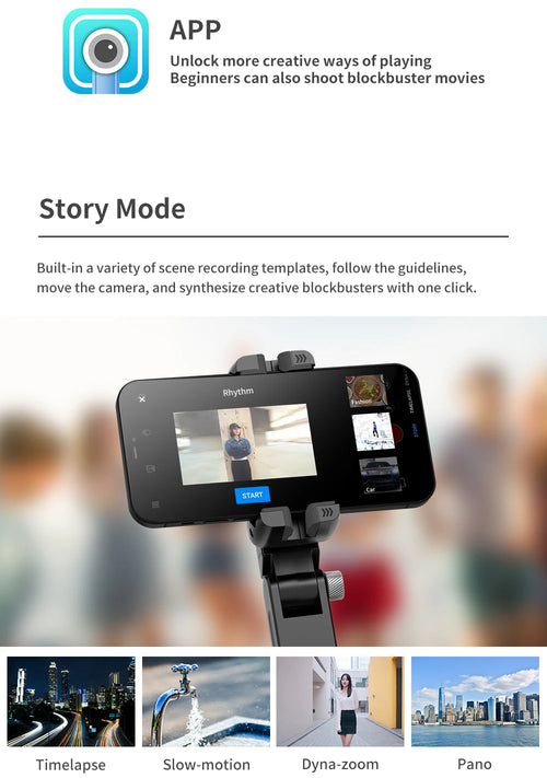 Q18 Handheld Phone Gimbal Stabilizer with Selfie Stick Tripod, Bluetooth Remote, Smart Tracking & Fill Light for iPhone Android Smartphone