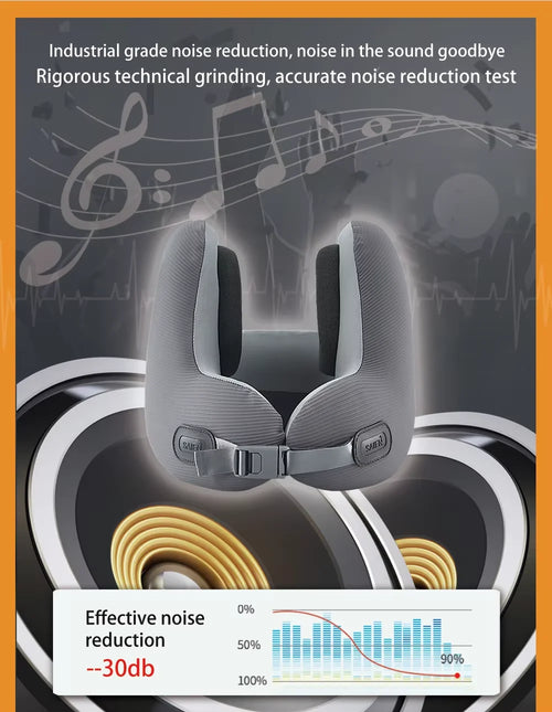 Memory Foam Travel Neck Pillow with Noise Reduction - U-Shaped Bluetooth Music Pillow for Ultimate Comfort on the Go travel