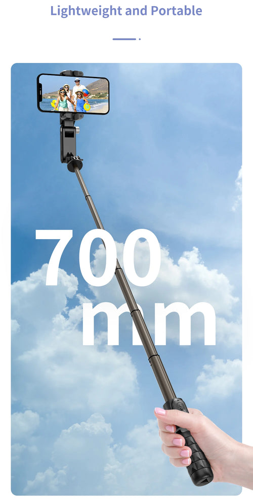 Q18 Handheld Phone Gimbal Stabilizer with Selfie Stick Tripod, Bluetooth Remote, Smart Tracking & Fill Light for iPhone Android Smartphone