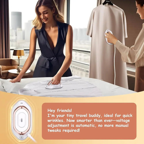 Portable Dual Voltage Iron - Lightweight Non-Stick Ceramic Dry Iron for Travel, 120V/220V, 302℉ Heat Press, Includes Spray Bottl