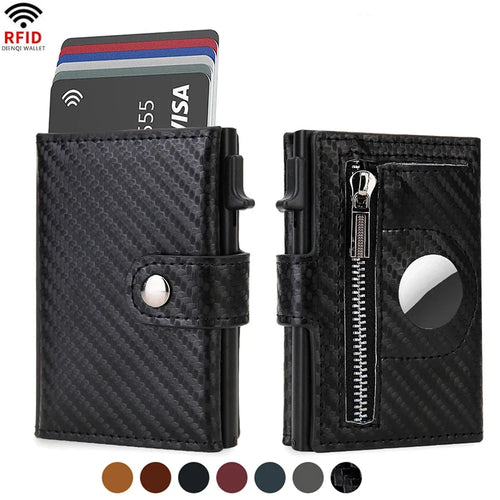 Rfid Carbon Fiber Men Wallets for Airtag Luxury Slim Mini Credit Card Holder Wallets for Men Air Tag Tracker Minimalist Purse
