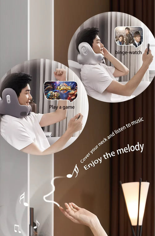 Memory Foam Travel Neck Pillow with Noise Reduction - U-Shaped Bluetooth Music Pillow for Ultimate Comfort on the Go travel