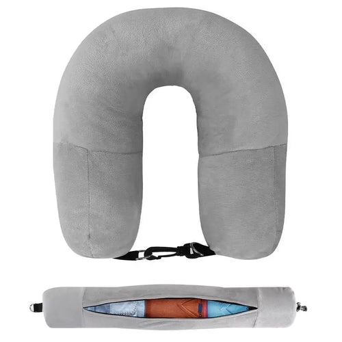 Fillable Travel Pillowcase Organizer Bag Carryable Travel Bag Airplane Cushion Travel Neck Pillow Self-filling Travel