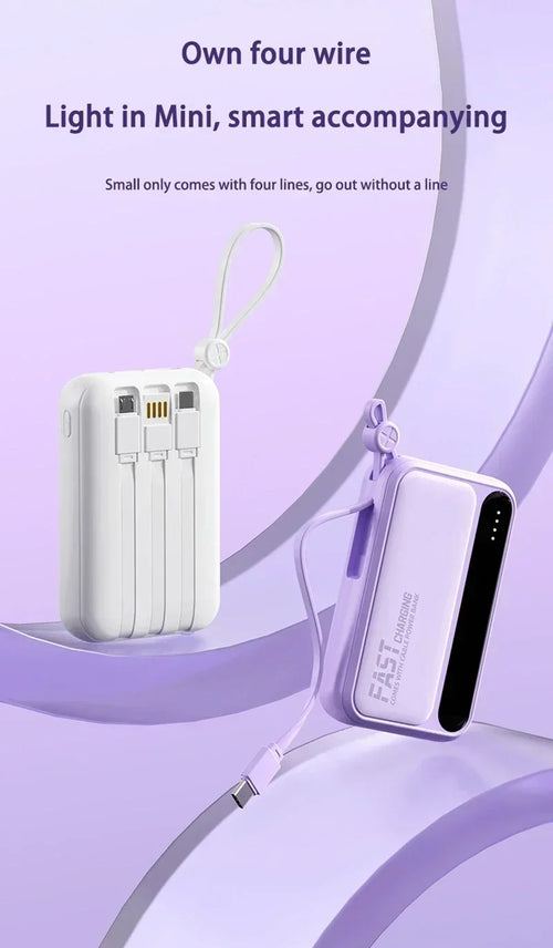 Large Capacity 500000mAh Power Bank 120W 4-in-1 Cables Intelligent Digital Display Portable  Powerbank for iPhone