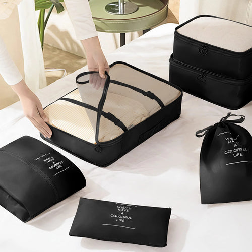 7 Pcs/Set Travel Organizer Storage Bags Suitcase Packing Cubes Set Cases Portable Luggage Clothes Shoe Tidy Pouch Folding.-zmt
