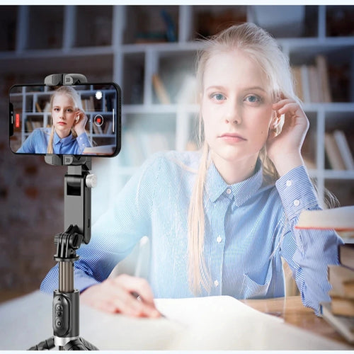 Q18 Handheld Phone Gimbal Stabilizer with Selfie Stick Tripod, Bluetooth Remote, Smart Tracking & Fill Light for iPhone Android Smartphone