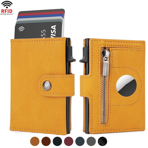 Rfid Carbon Fiber Men Wallets for Airtag Luxury Slim Mini Credit Card Holder Wallets for Men Air Tag Tracker Minimalist Purse
