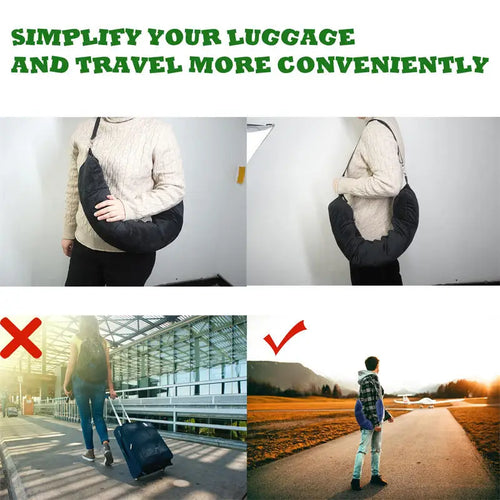 Fillable Travel Pillowcase Organizer Bag Carryable Travel Bag Airplane Cushion Travel Neck Pillow Self-filling Travel