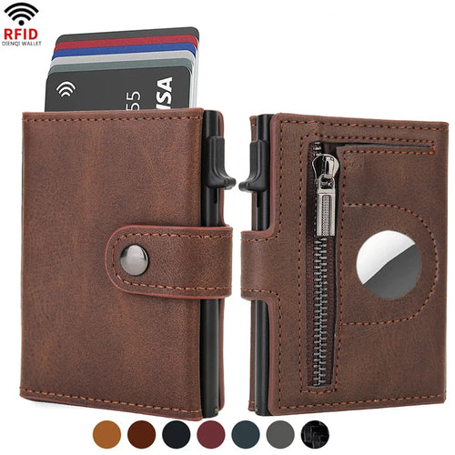 Rfid Carbon Fiber Men Wallets for Airtag Luxury Slim Mini Credit Card Holder Wallets for Men Air Tag Tracker Minimalist Purse