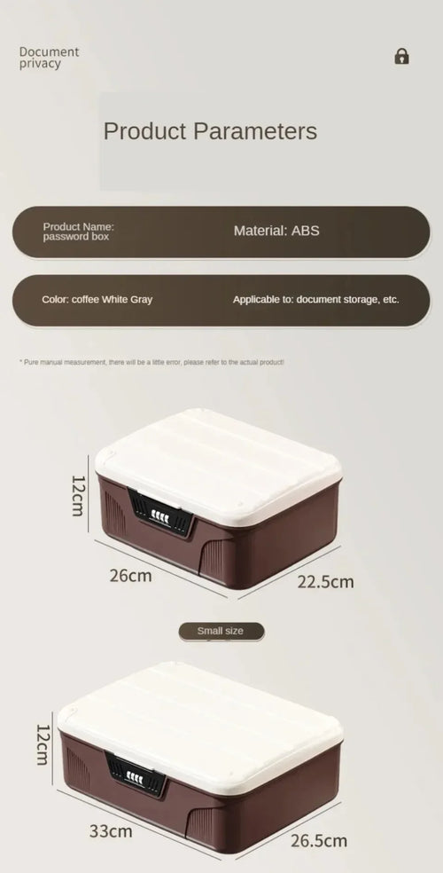 Portable Password Lock Safe Box Household Jewelry Privacy Security Storage Box Large Capacity Important Documents Organizer