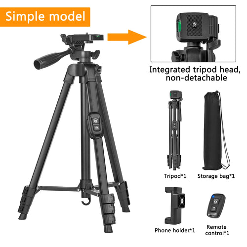 60" Professional Aluminum Camera Tripod with Remote & Travel Bag – Adjustable Stand for DSLR, Smartphones & Cameras