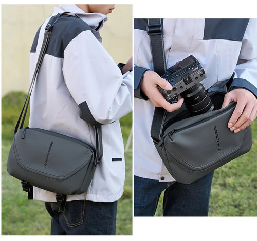 Men's Crossbody Camera Bag for DSLR & Mirrorless Cameras | Portable Shoulder Photography Bag with Lens Storage, Tripod Holder & Accessories Pocket