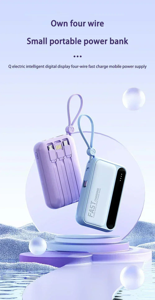 Large Capacity 500000mAh Power Bank 120W 4-in-1 Cables Intelligent Digital Display Portable  Powerbank for iPhone