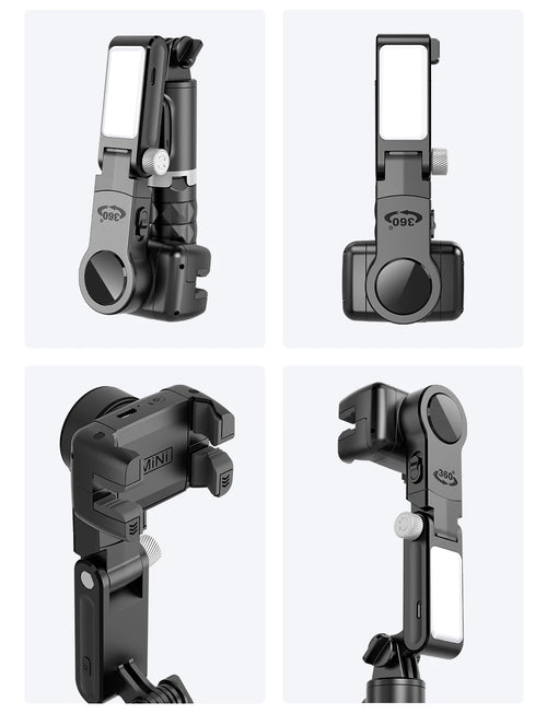 Q18 Handheld Phone Gimbal Stabilizer with Selfie Stick Tripod, Bluetooth Remote, Smart Tracking & Fill Light for iPhone Android Smartphone