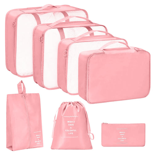 7 Pcs/Set Travel Organizer Storage Bags Suitcase Packing Cubes Set Cases Portable Luggage Clothes Shoe Tidy Pouch Folding.-zmt