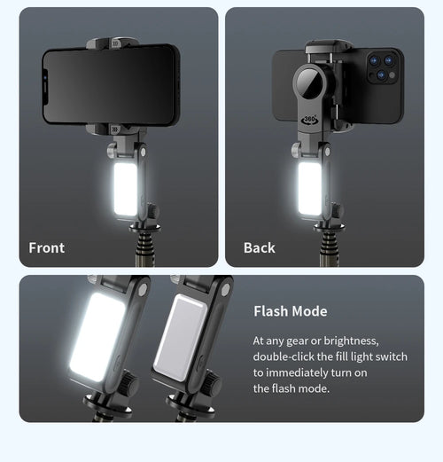 Q18 Handheld Phone Gimbal Stabilizer with Selfie Stick Tripod, Bluetooth Remote, Smart Tracking & Fill Light for iPhone Android Smartphone