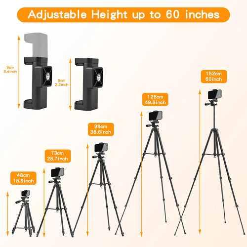 60" Professional Aluminum Camera Tripod with Remote & Travel Bag – Adjustable Stand for DSLR, Smartphones & Cameras