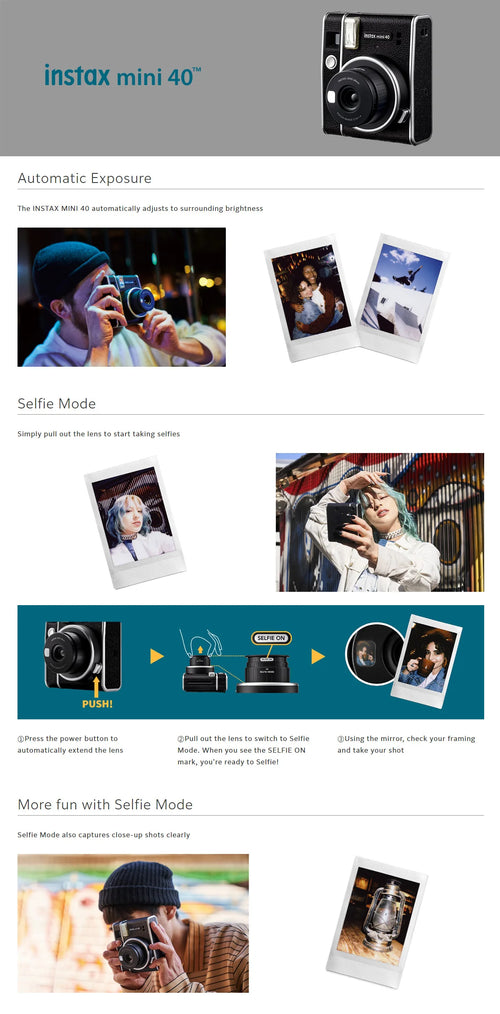 Original Fujifilm Instax Mini 40 Films Camera Hot Sale New Instant Photo Black Colour Fuji Photo Paper+Gift Package