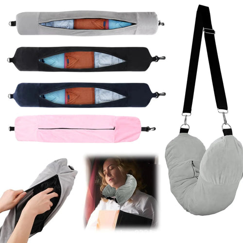 Fillable Travel Pillowcase Organizer Bag Carryable Travel Bag Airplane Cushion Travel Neck Pillow Self-filling Travel