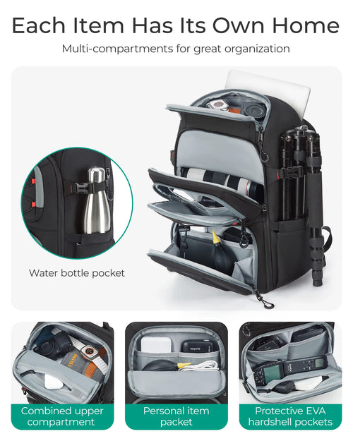 Professional Camera Backpack for DSLR, Mirrorless Camera, Drone & Laptop 15.6" | Waterproof Photography Bag with EVA Protection, Tripod Holder & Travel Storage