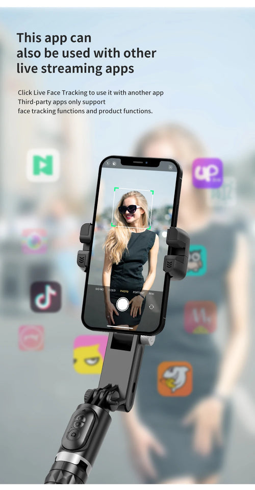 Q18 Handheld Phone Gimbal Stabilizer with Selfie Stick Tripod, Bluetooth Remote, Smart Tracking & Fill Light for iPhone Android Smartphone