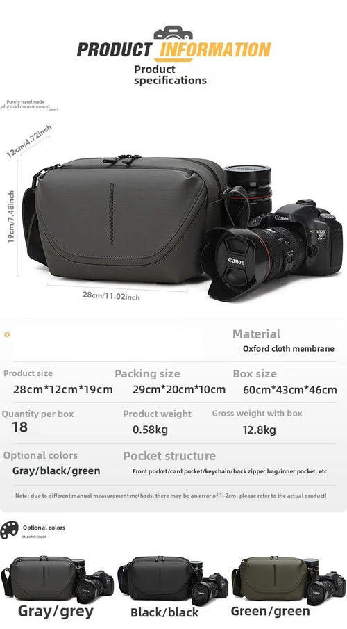 Men's Crossbody Camera Bag for DSLR & Mirrorless Cameras | Portable Shoulder Photography Bag with Lens Storage, Tripod Holder & Accessories Pocket