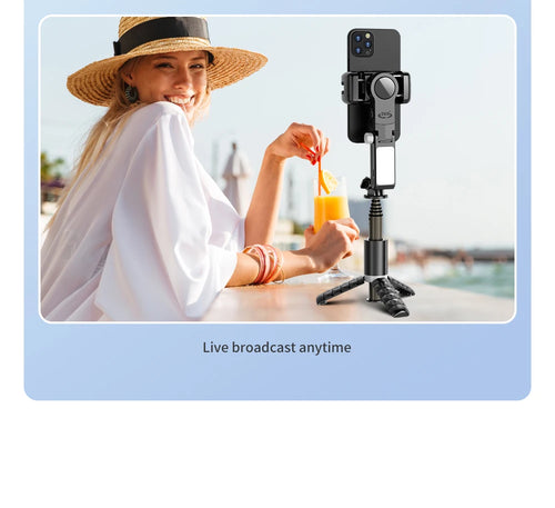 Q18 Handheld Phone Gimbal Stabilizer with Selfie Stick Tripod, Bluetooth Remote, Smart Tracking & Fill Light for iPhone Android Smartphone