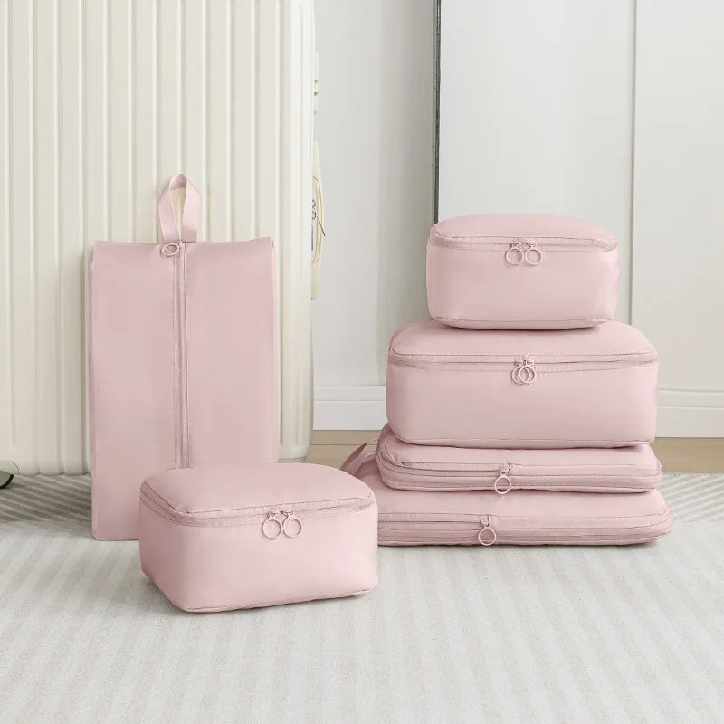 Travel Set Storage 6-piece Set, Travel Storage Bag, Waterproof Wash and Makeup Bag, Clothing, Shoes, Underwear, Lugga