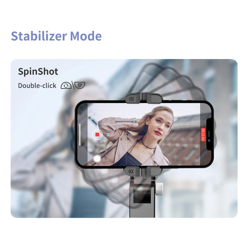 Q18 Handheld Phone Gimbal Stabilizer with Selfie Stick Tripod, Bluetooth Remote, Smart Tracking & Fill Light for iPhone Android Smartphone