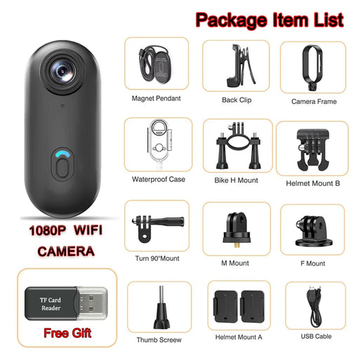 Travel Ready 4K Camera Mini HD 1080P   Action Cam Wireless WiFi Bodycam Sport Recorder Pocket Lens Outdoor Adventure Photography