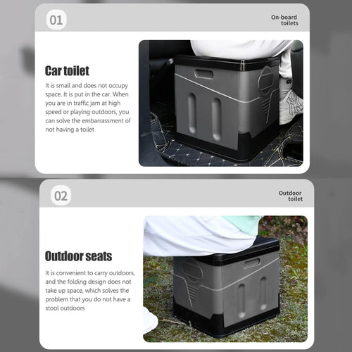 Portable Foldable Toilet Seat Car Emergency Toilet with Cover Outdoor Reusable Folding Toilet for Camping Hiking Boat Trips