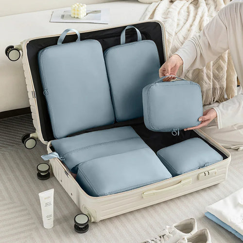 Travel Set Storage 6-piece Set, Travel Storage Bag, Waterproof Wash and Makeup Bag, Clothing, Shoes, Underwear, Lugga