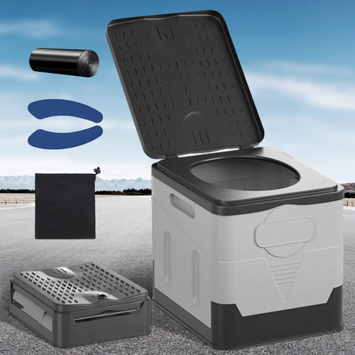 Portable Foldable Toilet Seat Car Emergency Toilet with Cover Outdoor Reusable Folding Toilet for Camping Hiking Boat Trips