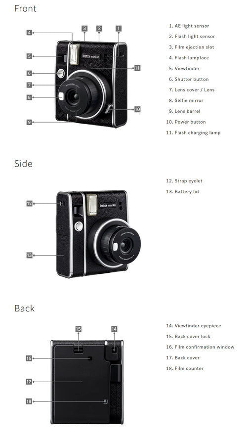 Original Fujifilm Instax Mini 40 Films Camera Hot Sale New Instant Photo Black Colour Fuji Photo Paper+Gift Package