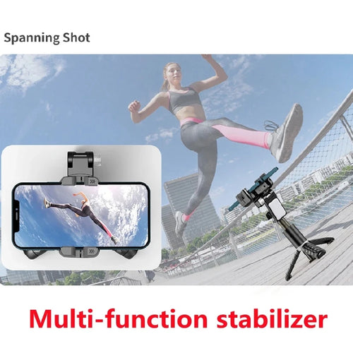 Q18 Handheld Phone Gimbal Stabilizer with Selfie Stick Tripod, Bluetooth Remote, Smart Tracking & Fill Light for iPhone Android Smartphone
