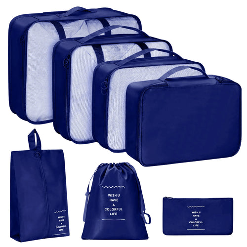 7 Pcs/Set Travel Organizer Storage Bags Suitcase Packing Cubes Set Cases Portable Luggage Clothes Shoe Tidy Pouch Folding.-zmt