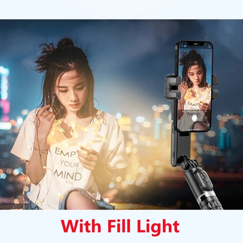 Q18 Handheld Phone Gimbal Stabilizer with Selfie Stick Tripod, Bluetooth Remote, Smart Tracking & Fill Light for iPhone Android Smartphone