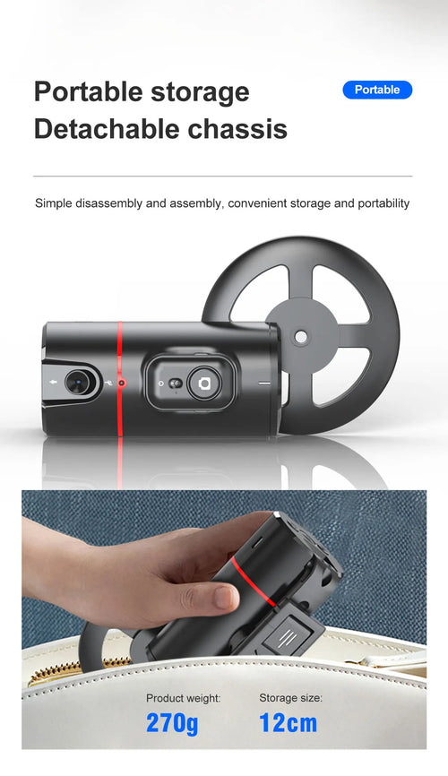 360 Degree Rotation Auto Face Tracking Phone Holder Stand Foldable Gesture Operation for Mobile Smartphone Vlog Live Streaming