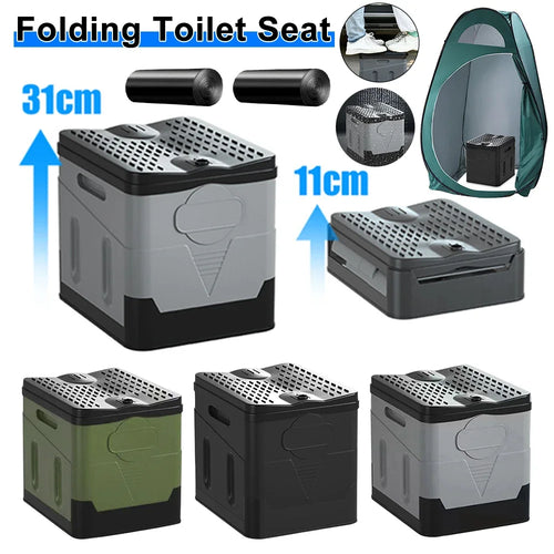 Portable Foldable Toilet Seat Car Emergency Toilet with Cover Outdoor Reusable Folding Toilet for Camping Hiking Boat Trips