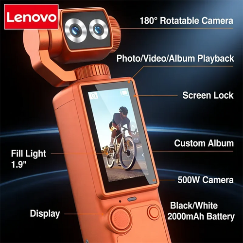 Lenovo Q8 4K Portable Action Camera – Wearable Pocket Cam for Travel, Motorcycle Riding & Vlogging
