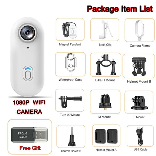 Travel Ready 4K Camera Mini HD 1080P   Action Cam Wireless WiFi Bodycam Sport Recorder Pocket Lens Outdoor Adventure Photography